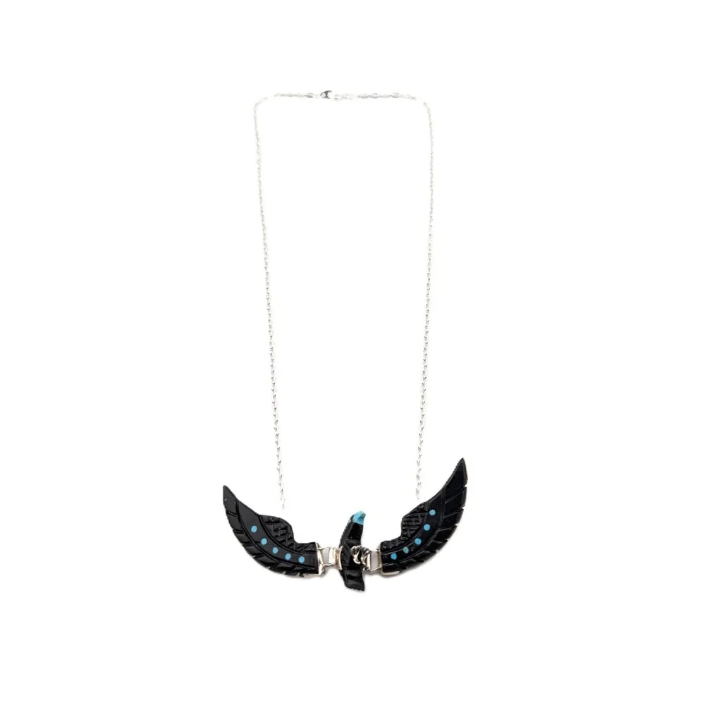 Women's Hand Carved Eagle Necklace, Navajo Southwest Jewelry, Chain Necklace **